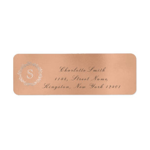 Monogram Silver Rose Gold Return Address RSVP 16t