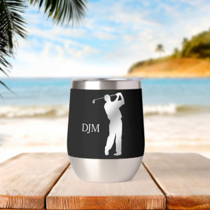 Monogram Silver Silhouette Golfer on Black