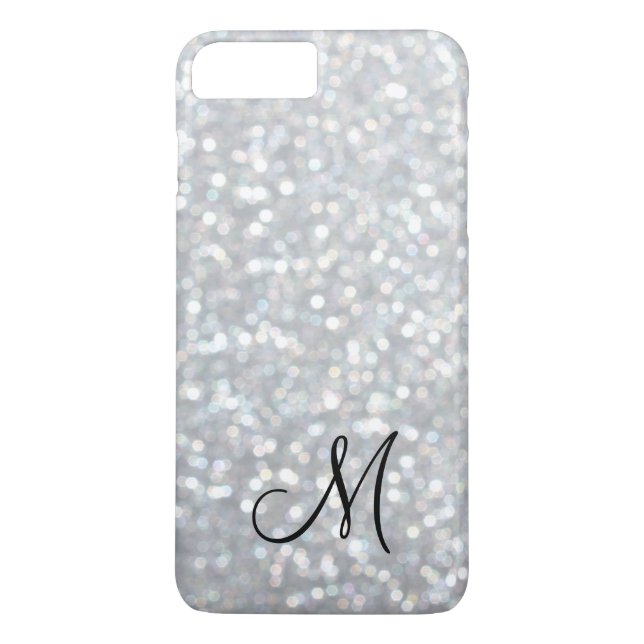 Monogram Silver Sparkle iPhone 7 Plus Case (Back)