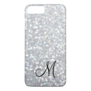 Monogram Silver Sparkle iPhone 7 Plus Coque