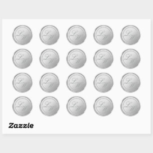 Monogram Silver Wax Seal Wedding Stickers