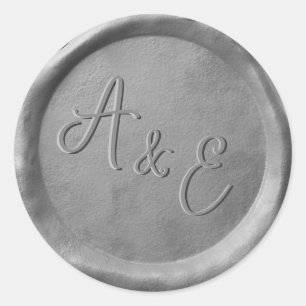 Monogram Silver Wax Seal Wedding Stickers