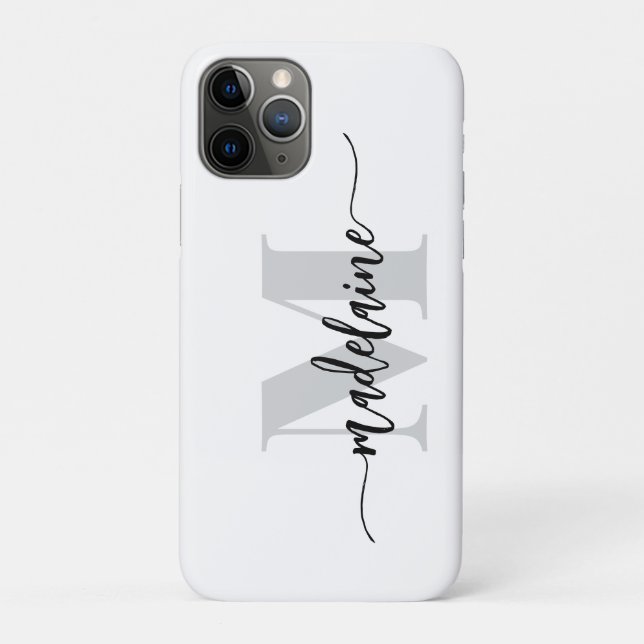 Monogram Silver White Black Personal Case-Mate iPhone Case (Back)