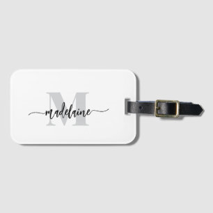 Monogram Silver White Black Personal Luggage Tag