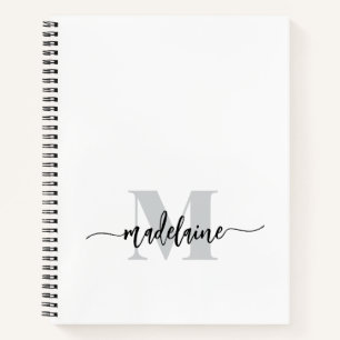 Monogram Silver White Black Personal Notebook