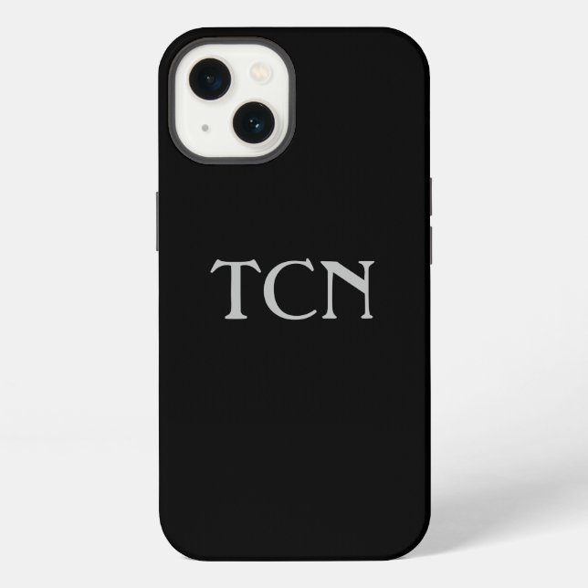 Monogram Simple Black Grey Minimalist  iPhone Case (Back)