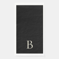 Monogram Simple Black Paper Napkin