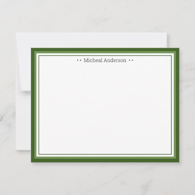 Monogram Simple Blue Border Classic Personalized N Card (Front)