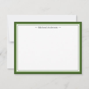 Monogram Simple Blue Border Classic Personalized N Card