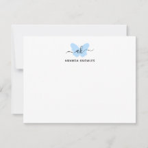 Monogram Simple Blue Butterfly Minimalist Girly