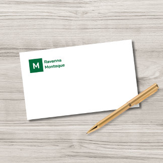 Monogram Simple Bottle Green Personalized Script Card