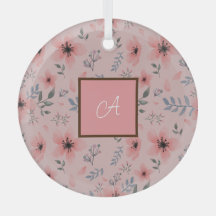 Monogram Simple Cute Pink Flower Bloom Boho 