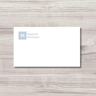Monogram Simple Dusty Blue Personalized Script Card