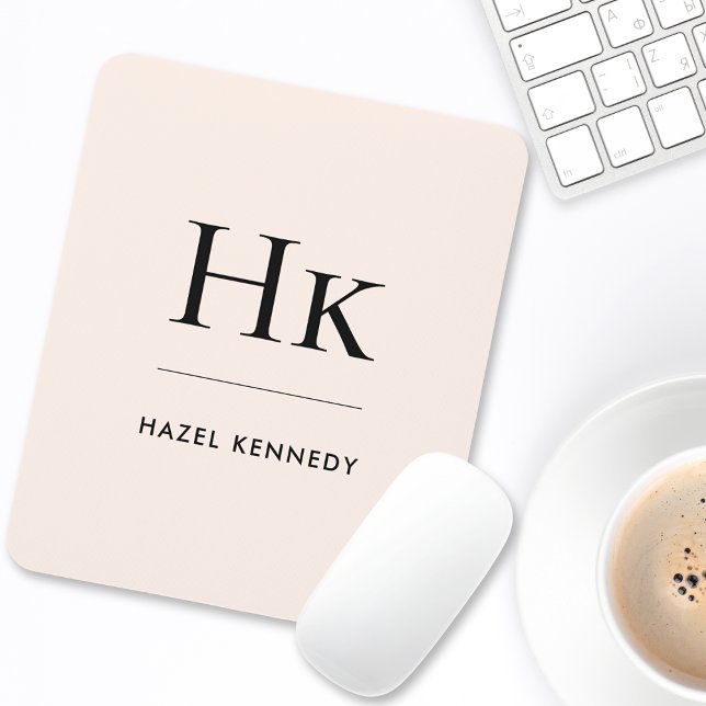 Monogram Simple Elegant Classic Blush Pink Mouse Pad (Creator Uploaded)