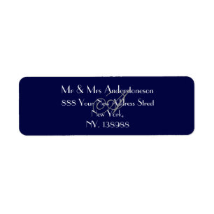 Monogram Simple Elegant Navy Blue Return Address