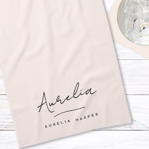 Monogram Simple Elegant Signature Minimal Feminine Kitchen Towel