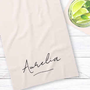 Monogram Simple Elegant Signature Minimal Feminine Kitchen Towel