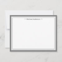 Monogram Simple Grey Border Classic Personalized N
