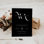 Monogram Simple Minimal Black Wedding Invitation<br><div class="desc">Monogram Simple Minimal Black Wedding Invitation</div>