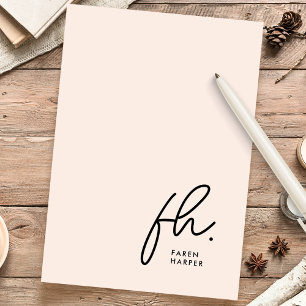 Monogram Simple Modern Blush Pink Personalized Stationery