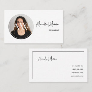 Monogram Simple Modern Elegant Horizontal Photo Business Card