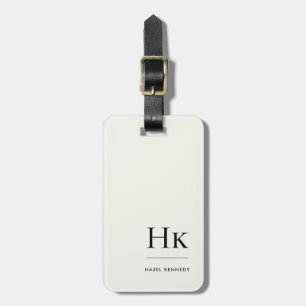 Monogram Simple Modern Elegant Ivory White Classic Luggage Tag