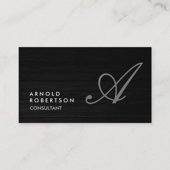 Monogram Simple Plain Grey Trendy Business Card (Front)