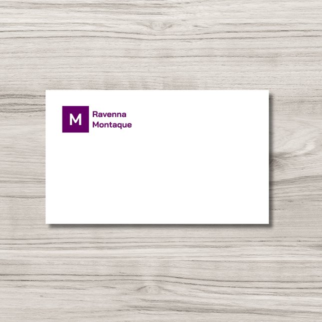 Monogram Simple Plum Purple Personalized Script  Card (Creator Uploaded)