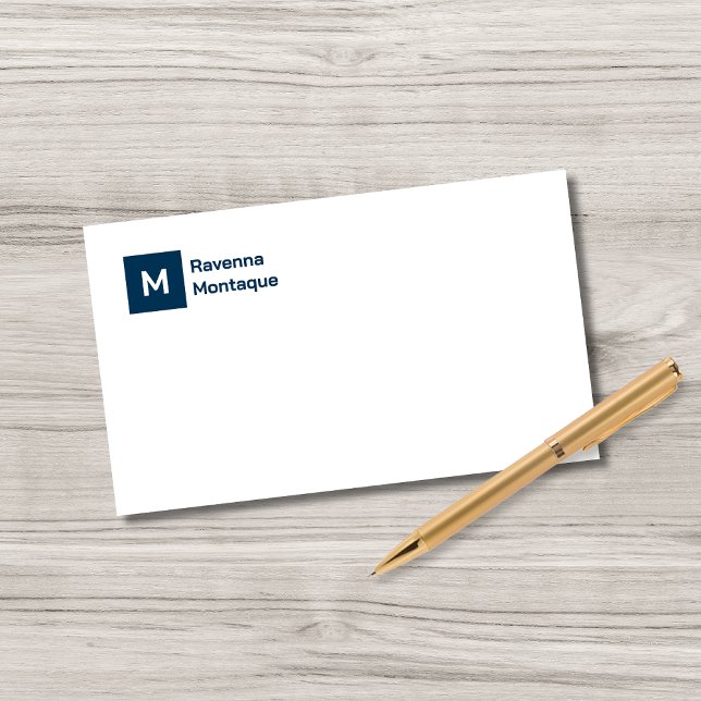 Monogram Simple Prussian Blue Personalized Script  Card (Creator Uploaded)