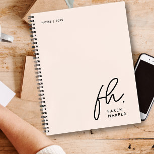 Monogram Simple Script Blush Pink Personalized Notebook