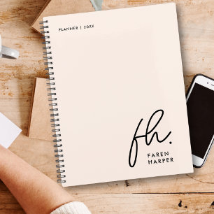 Monogram Simple Script Blush Pink Personalized Planner