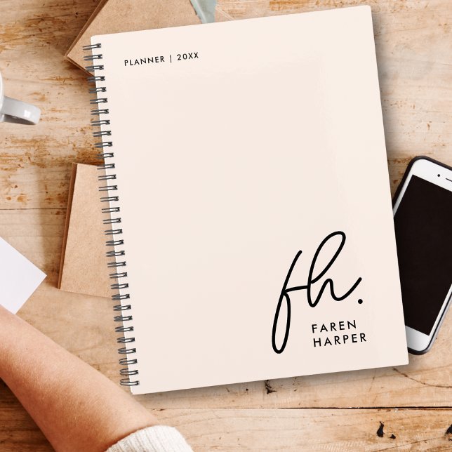 Monogram Simple Script Blush Pink Personalized Planner (Creator Uploaded)