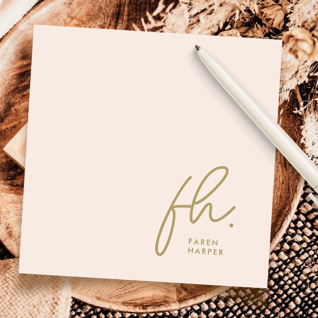 Monogram Simple Script Chic Blush Social Notecard (Creator Uploaded)