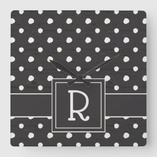 Monogram   Simple Signs Step One Square Wall Clock