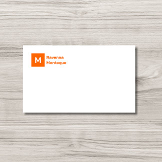 Monogram Simple Sunset Orange Personalized Script Card