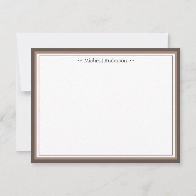 Monogram Simple Tan Border Classic Personalized No Card (Front)