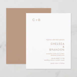 Monogram Simple Taupe Budget Wedding Invitation
