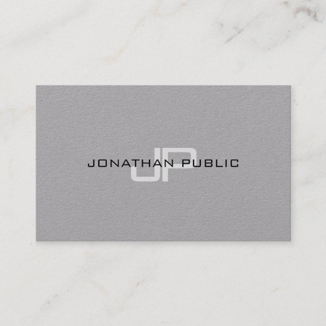 Monogram Simple Template Luxurious Premium Grey Business Card (Front)