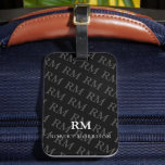 Monogram Simple White Masculine Pattern Luggage Tag<br><div class="desc">Monogram Simple White Masculine Pattern Luggage Tag. Elegant simple basic modern and masculine black and white design, with custom text and monogram, with a exclusive monogram pattern, perfect gift for travelers, for him, dad, grandpa, brother, friend, boss, employee, or coworker.</div>
