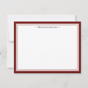 Monogram Simple Wine Border Classic Personalized N Card