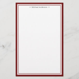 Monogram Simple Wine Border Classic Personalized Stationery