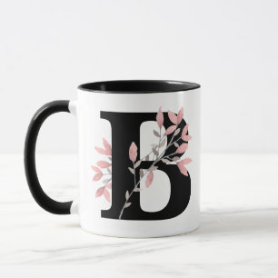 Monogram Single Letter w/Pink Floral Customize Mug