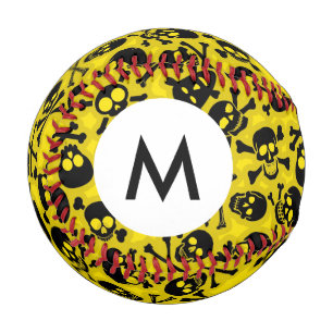 Monogram Skull & Crossbones Pattern Baseball