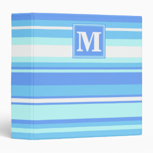 Monogram sky blue stripes binder