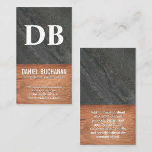 Monogram Slate Wood Business Card