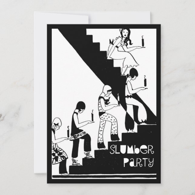 Monogram Slumber Party Vintage Art Deco Invitation (Front)