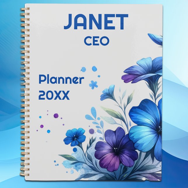 Monogram Small Business Blue Flower on Grey | Planner (Creator Uploaded)