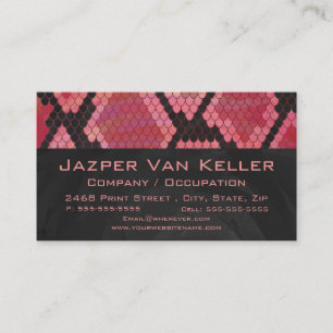 Monogram Snake Black and Red Print Business Card