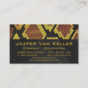 Monogram Snake Brown and Gold Print Business Card