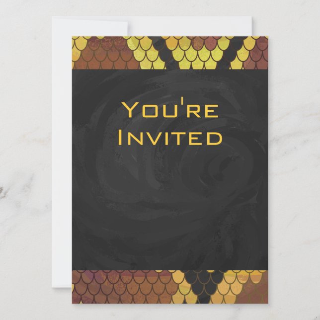Monogram Snake Brown and Gold Print Invitation (Front)